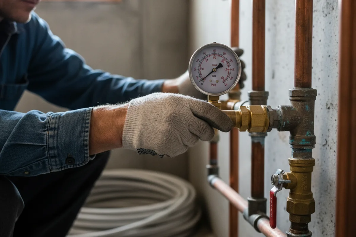 Pressure testing a repaired line during Water Line Repair in Cooksville